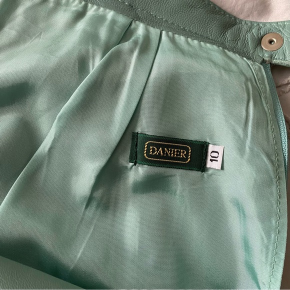 vintage danier leather turquoise skirt - Picture 5 of 11